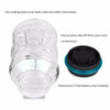Clear plastic piggy bank with two small grooves on the jar body and a black lid for coin counting