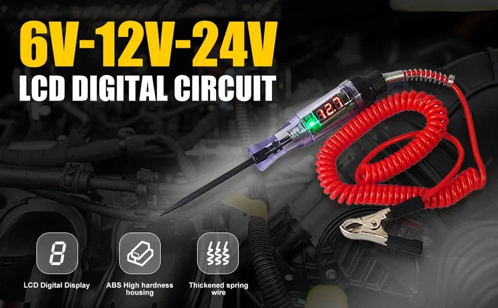 Automotive Digital Circuit Tester 6V-72V with LED Polarity Detection