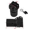 A black 2-in-1 trailer plug adapter showing various connector sizes and dimensions.