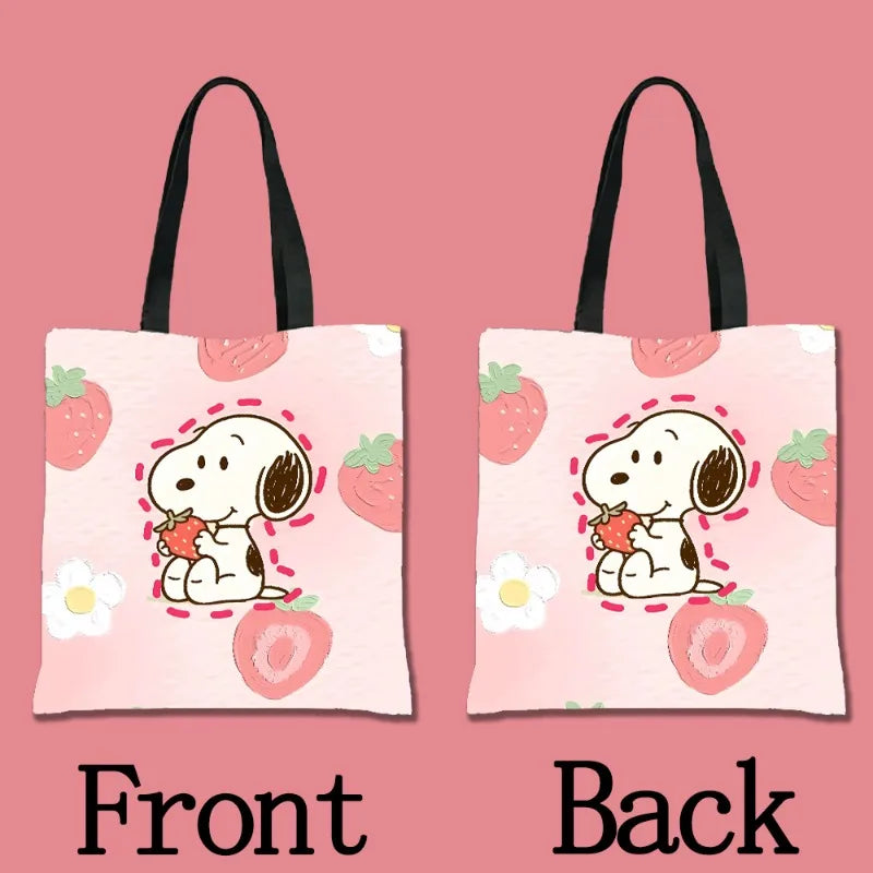 Snoopy Cartoon Canvas Tote Bag – Large Capacity, Foldable & Reusable