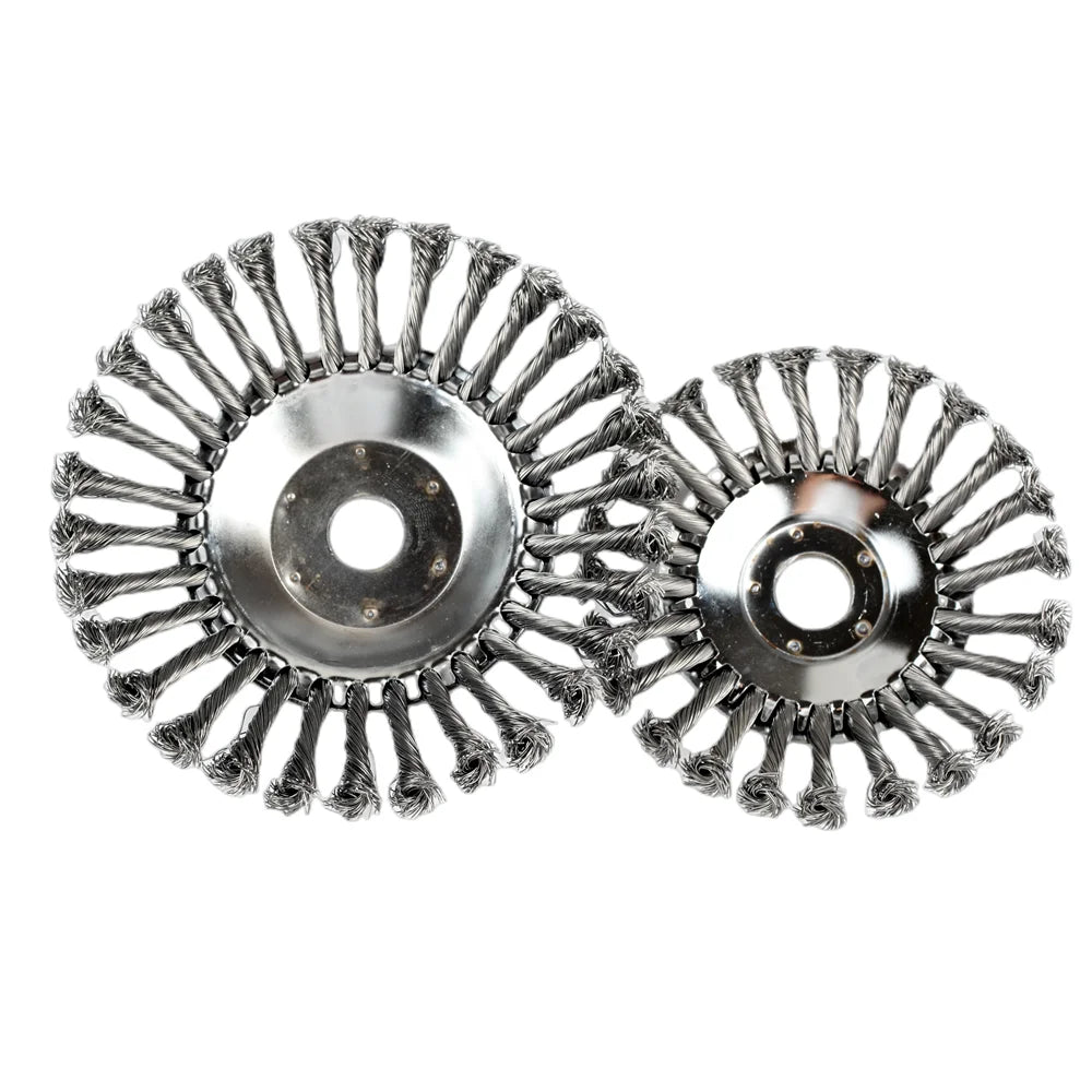 Carbon steel wire trimmer head with multiple cutting wires and a central disc.