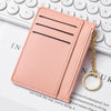 Slim Zippered Card Wallet for Women - Compact Multi-Slot Purse