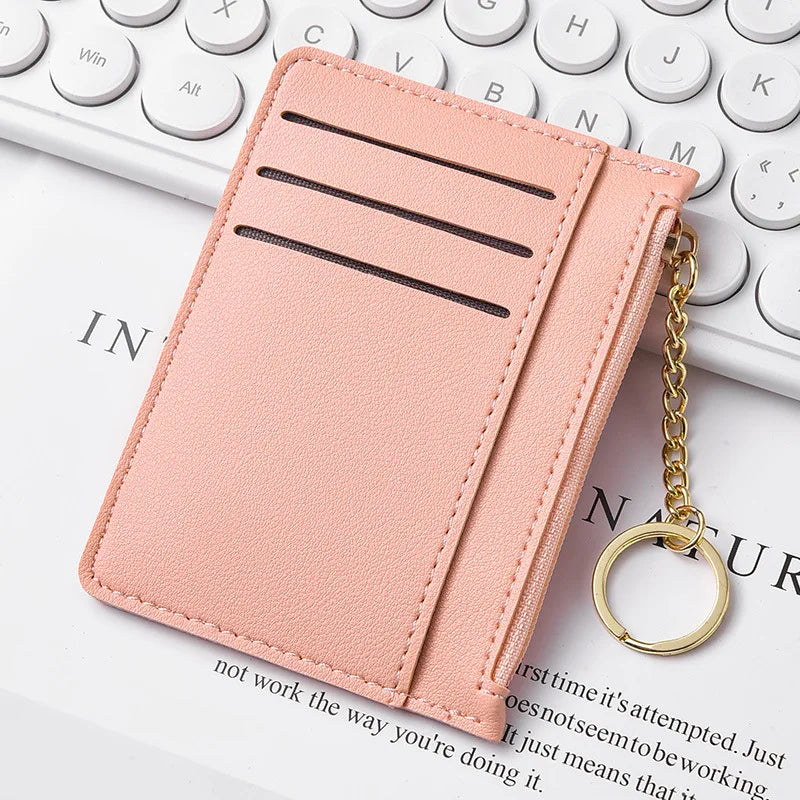 Slim Zippered Card Wallet for Women - Compact Multi-Slot Purse