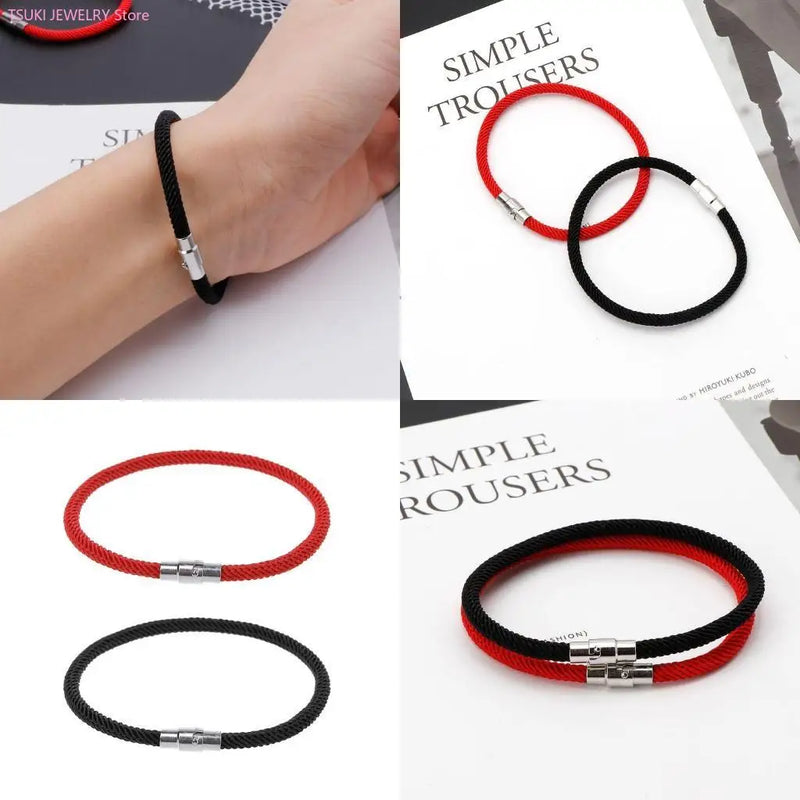 Rot-Schwarzes Geflochtenes Kabbala-Armband mit Magnetverschluss