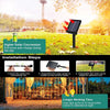 Installation steps and usage of solar-powered outdoor curtain lights for nighttime decoration.