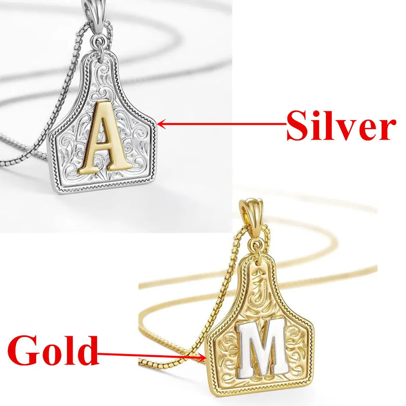 Western Cowgirl Initial Letter Necklace