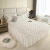 Quilted Solid Color Bed Skirt with Pleated Ruffle