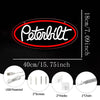 Peterbilt truck neon sign featuring a red oval design with various mounting options like screws hooks and chain