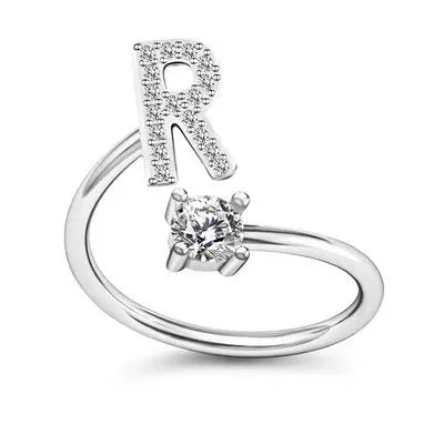 Initial Letter Ring with Zircon Accent