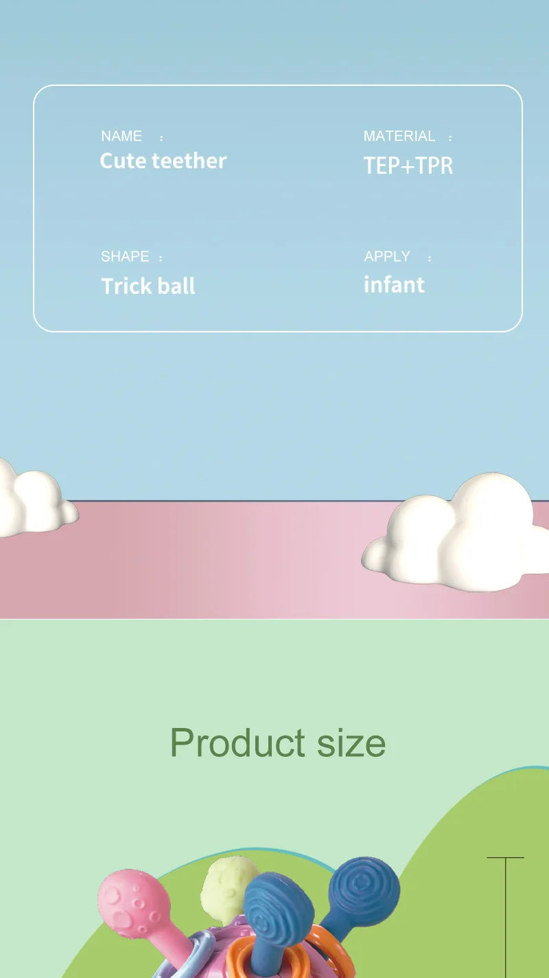 Baby Sensory Rattle Ball with Silicone Teether