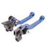 CNC aluminum clutch and brake lever set for motorcycles in blue and gray.