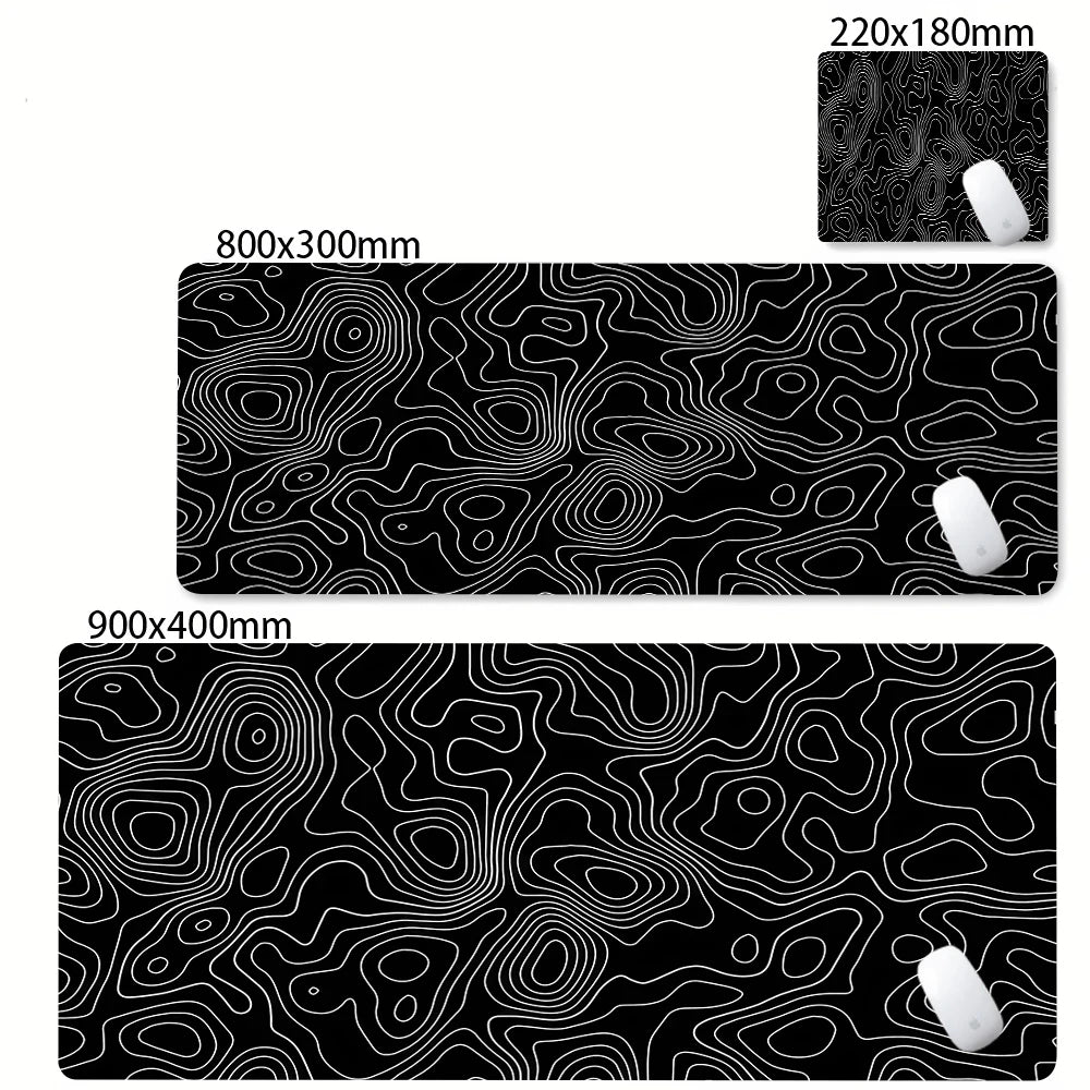 Large Abstract Desk Mat with Stitched Edges