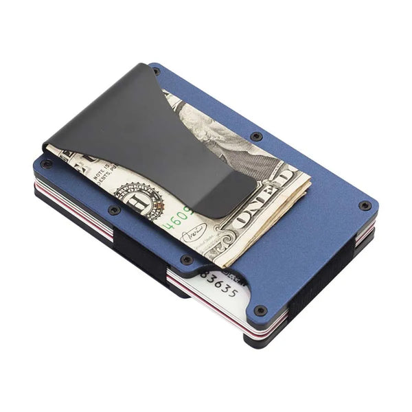 Slim RFID-Blocking Aluminum Wallet with Money Clip