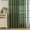 Olive Green Sheer Curtain with Geometric Floral Pattern