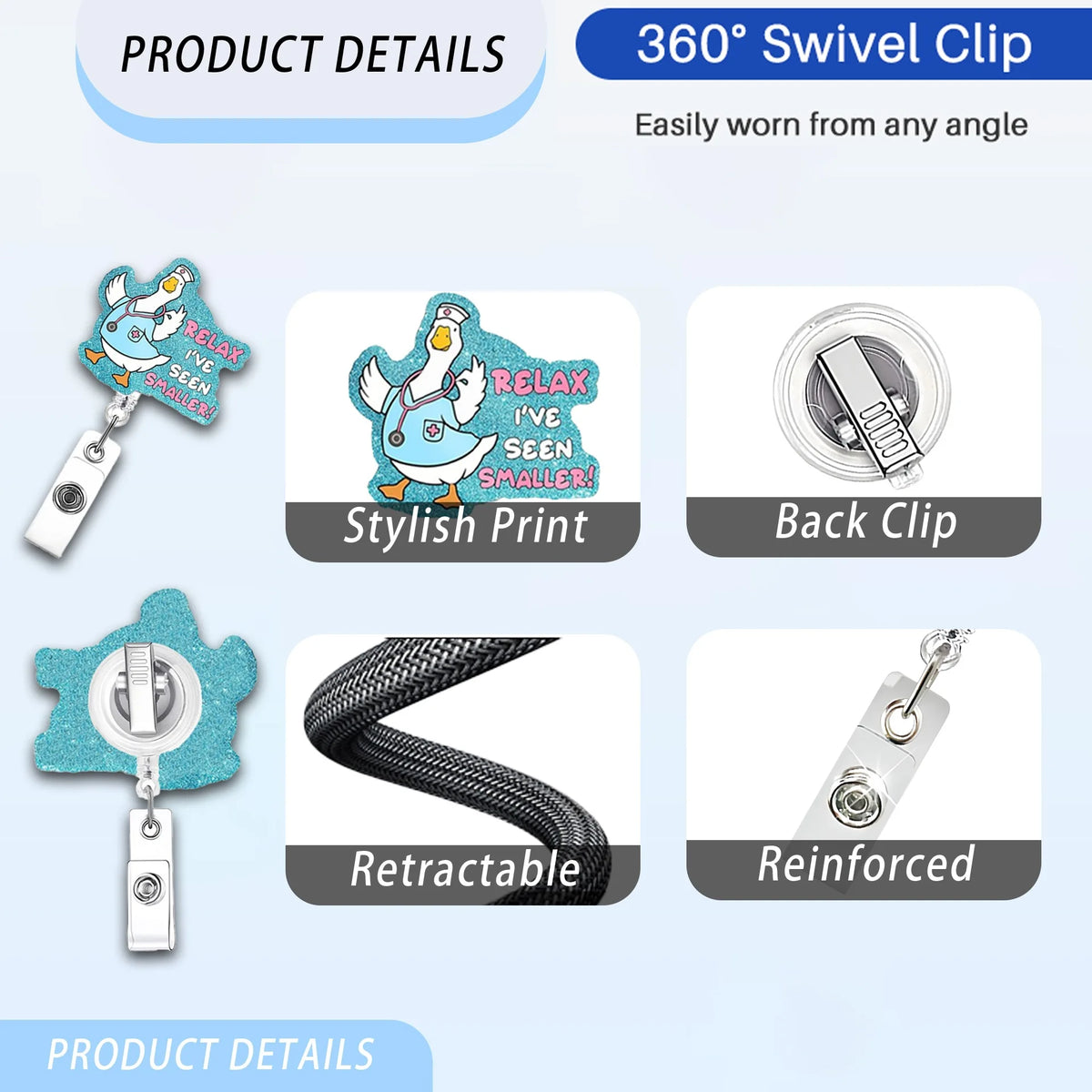 Cute Cat Acrylic ID Badge Reel with Retractable Clip