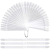 A clear acrylic false nail tips kit with numerous individual tips arranged in a fan shape and a hanging loop.
