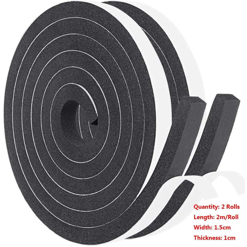 Rollos de cinta de sellado autoadhesiva de espuma resistente para clima, de 2m de largo y 1.5cm de ancho