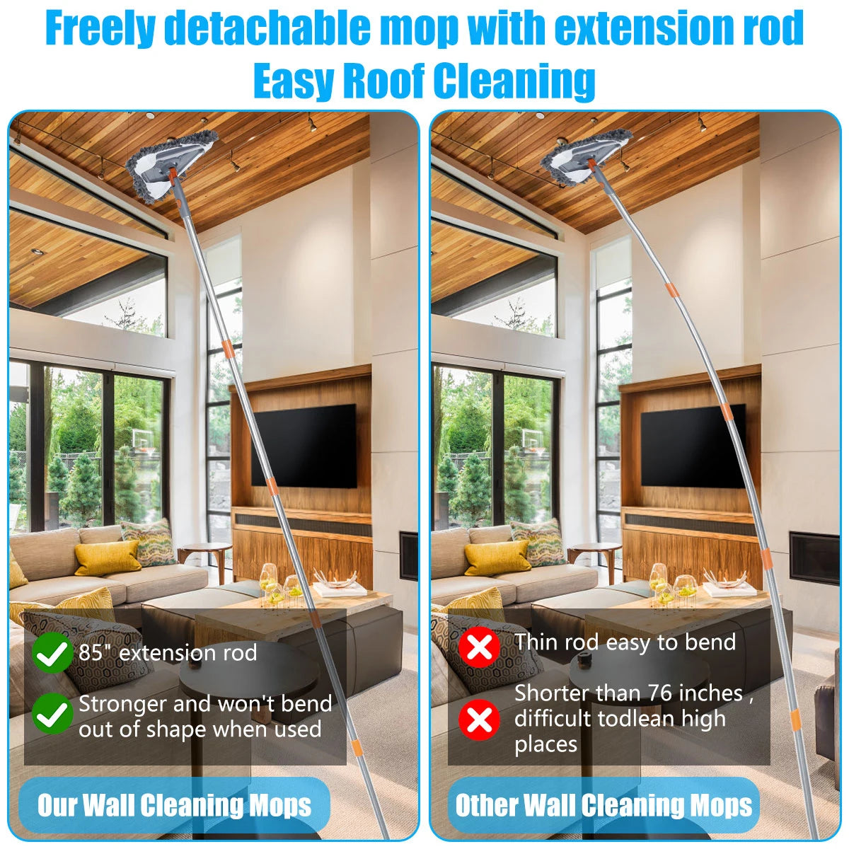 360° Rotating Wall Cleaning Mop with Extendable Handle