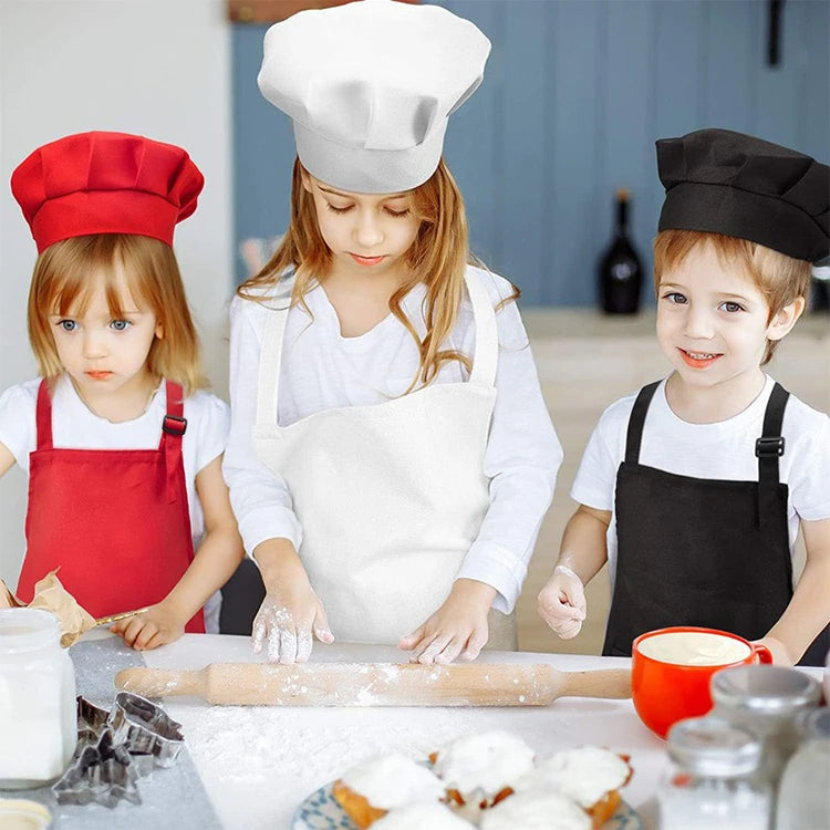 Kids' Chef Apron and Hat Set – Waterproof Cooking & Painting Smock for Boys and Girls