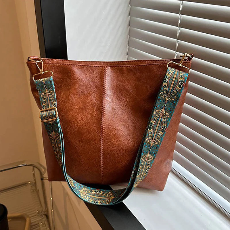 PU Leather Vintage Bucket Sling Bag