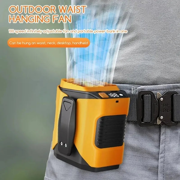Rechargeable Hands-Free Waist Fan with Power Bank
