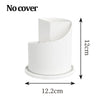 White 360° rotating makeup brush holder with a dustproof lid shown from the side.