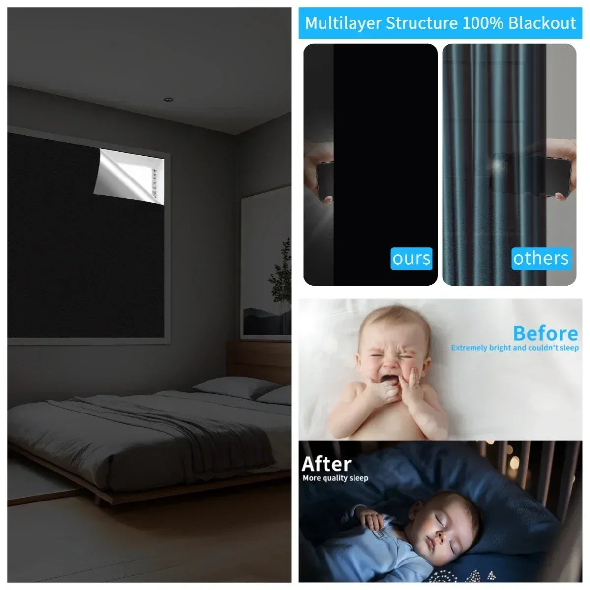 Portable Blackout Curtains with Easy-Cut Design for Any Window