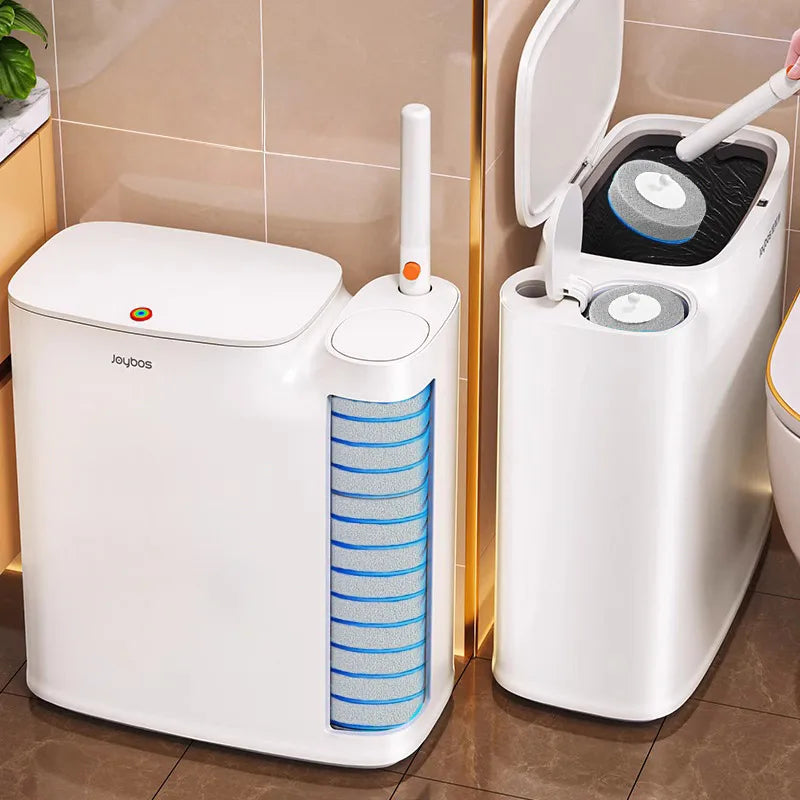 Slim 2-in-1 Bathroom Trash Can with Toilet Brush Holder