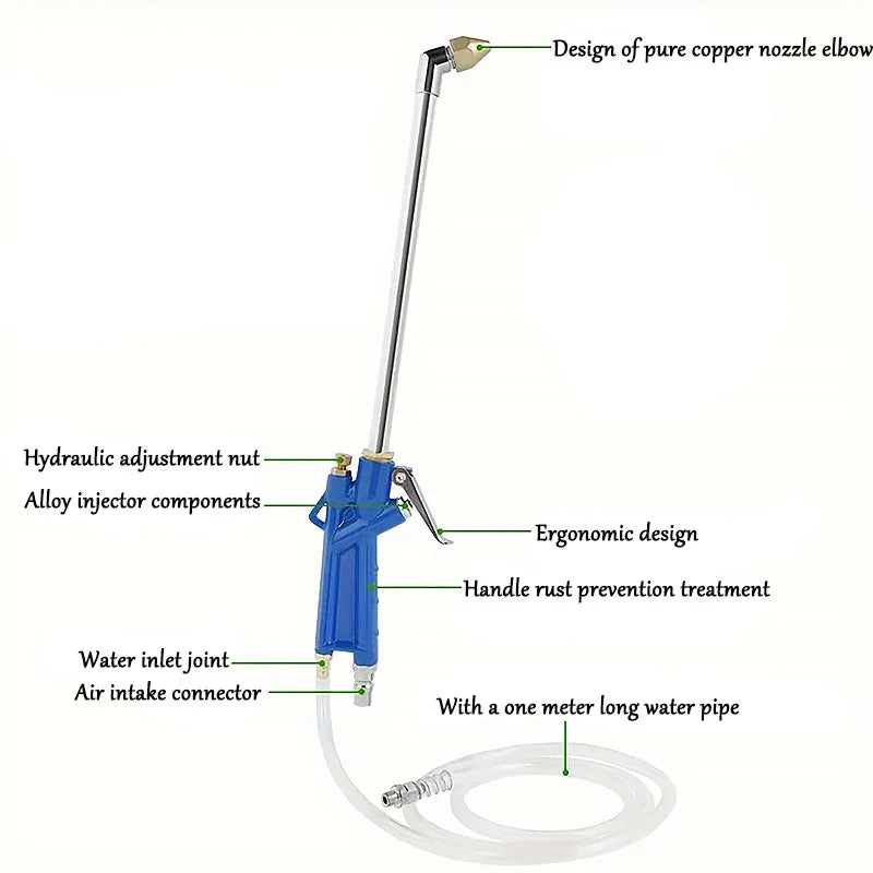 Pneumatic Air Blowing Gun with 4-Foot Hose for Engine Cleaning