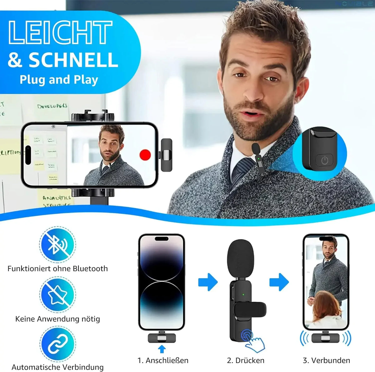 Drahtloses Lavaliermikrofon für mobile Aufnahmen