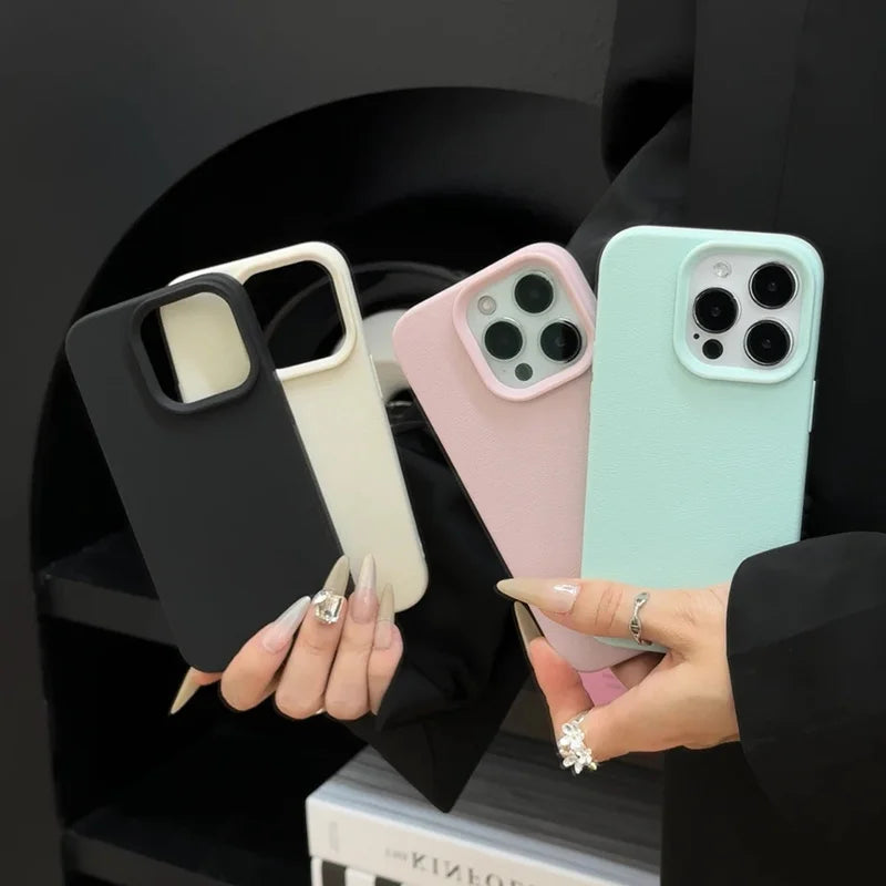 Candy Color Lychee Pattern Soft Silicone Phone Case