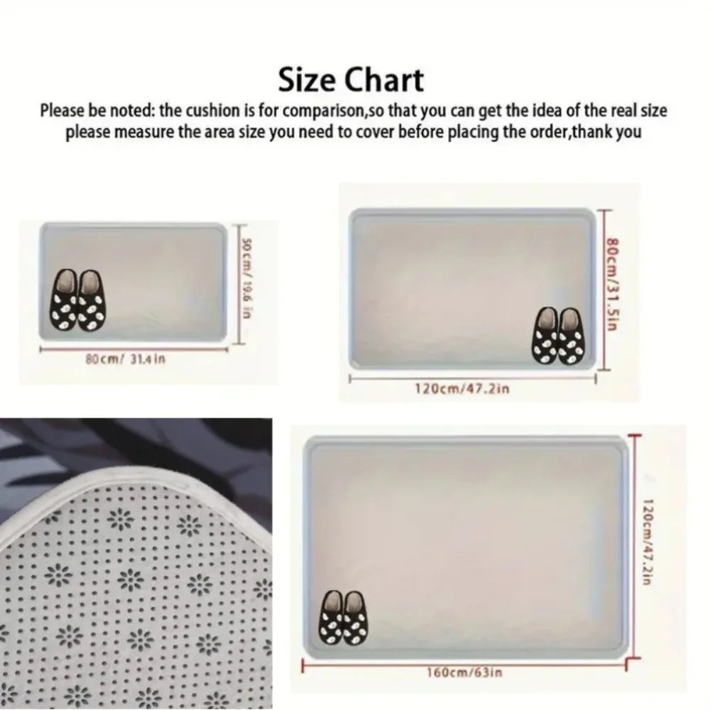 Size chart showing various sizes of a cushion or mat for comparison.