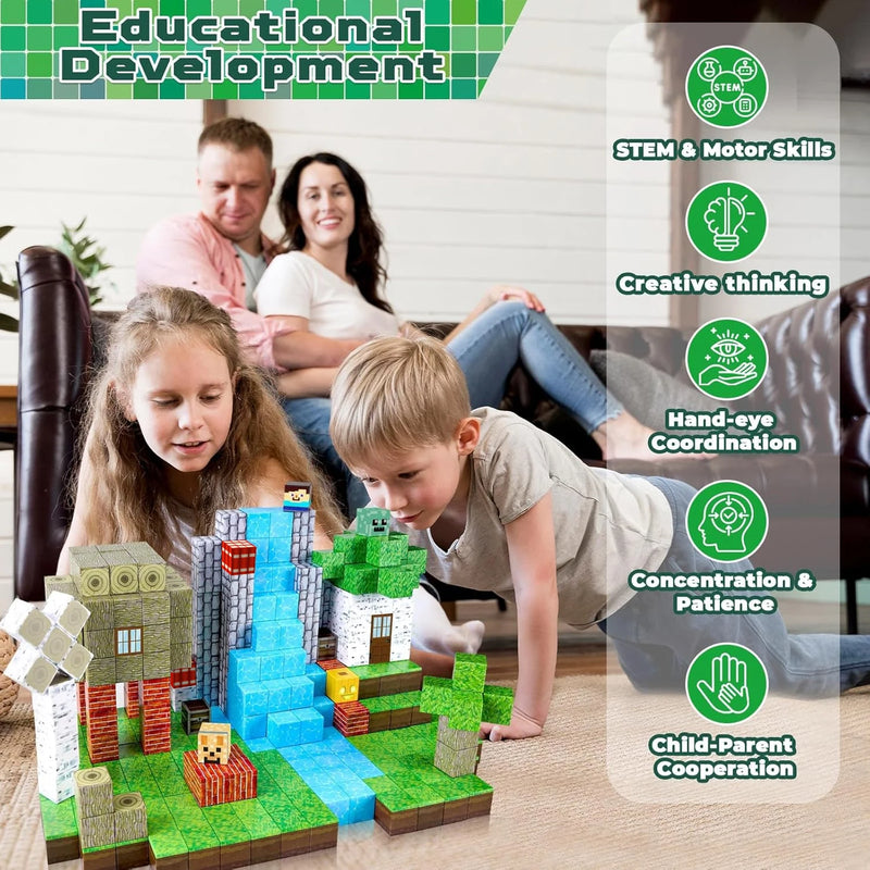 Magnetic Building Blocks - Mine World & Forest House Set
