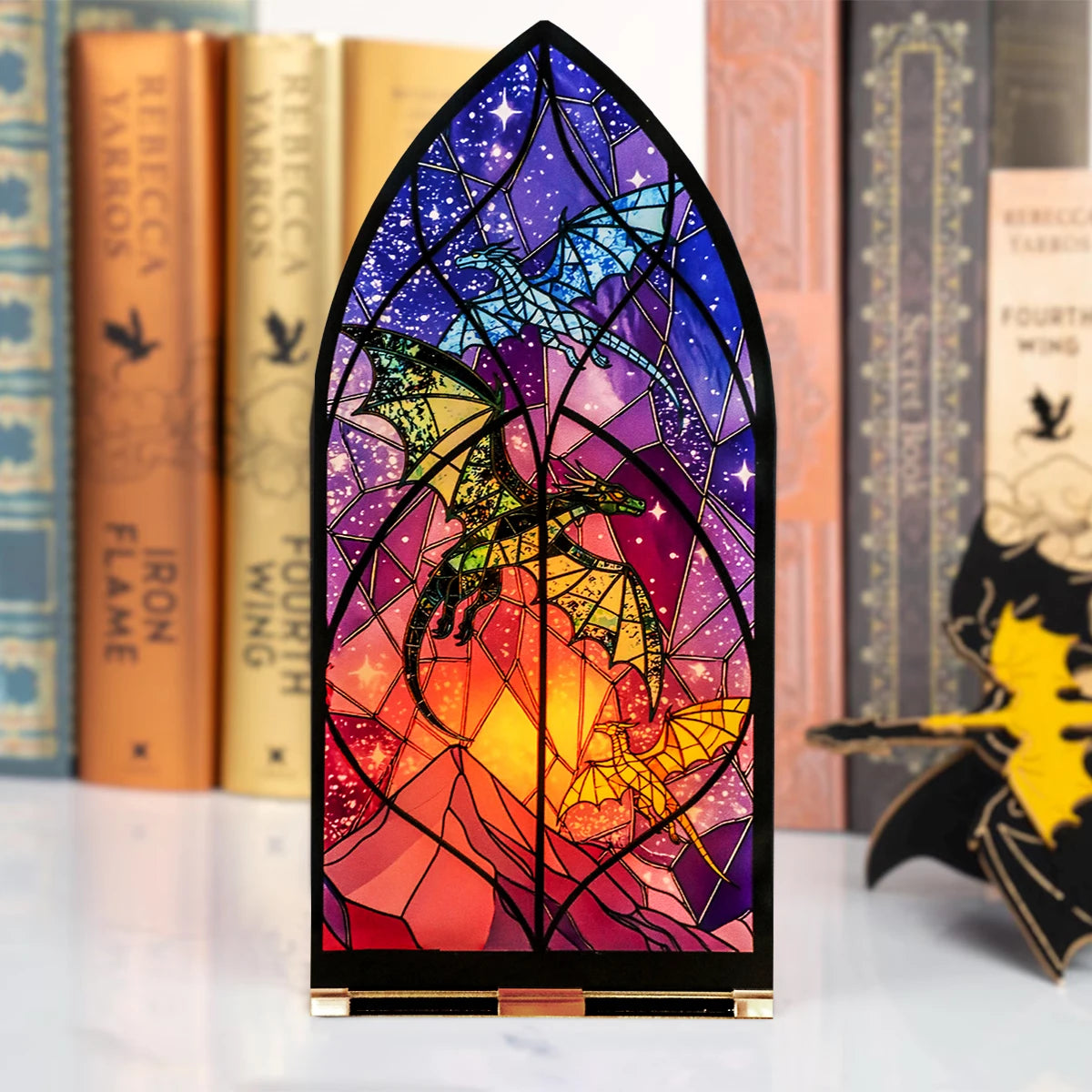 Acrylic Rose Gothic Arch Bookend for Bookshelf Decor