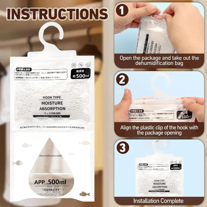 Hanging Moisture Absorber Bags for Wardrobe & Closet