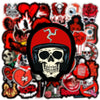 A collection of gothic skull stickers featuring various skulls, roses, and dark imagery on a black background.