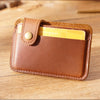 Vintage Leather Slim Card Holder with Snap Closure