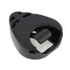 Black adhesive guitar pick holder designed to secure and store celluloid picks.