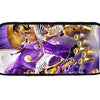 A purple and gold kids basketball backpack set featuring a lunch bag and pencil case.