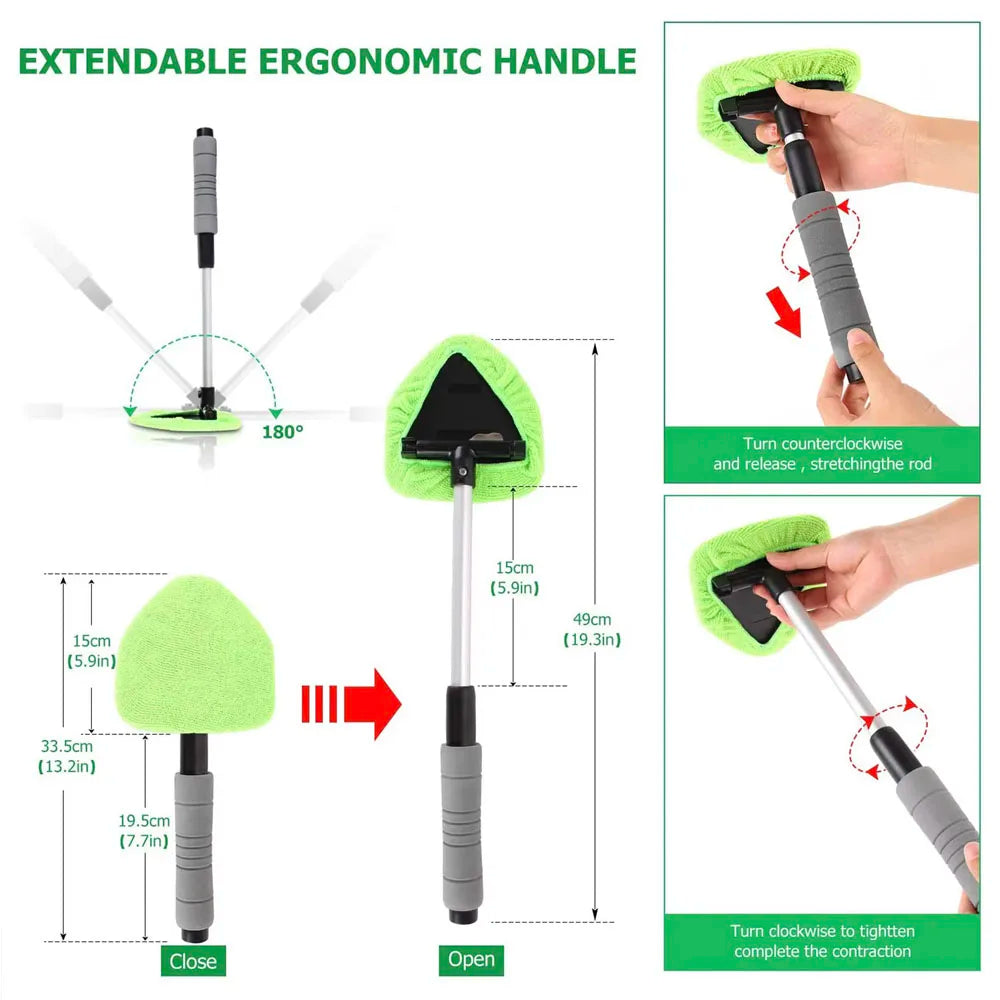 Telescopic Car Windshield Cleaner with Microfiber Pads