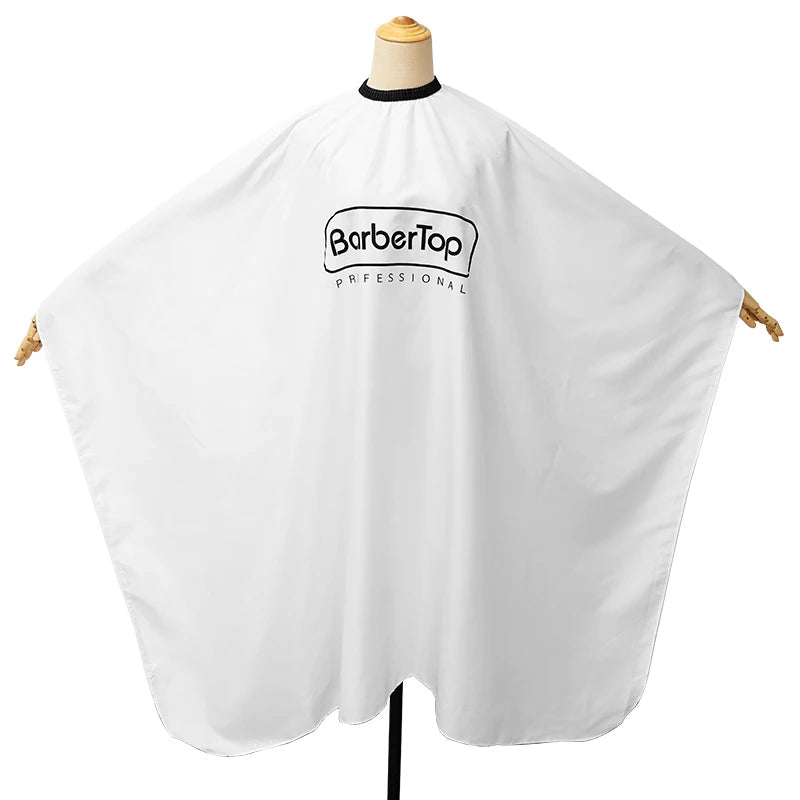White waterproof hair cutting cape for professional salons and barbershops
