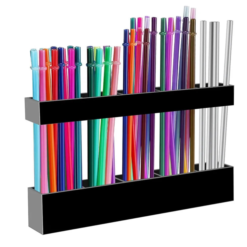 Acrylic Wall-Mounted Straw and Utensil Holder