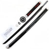 A black cosplay sword resembling Roronoa Zoro's katana with a red grip and decorative elements.