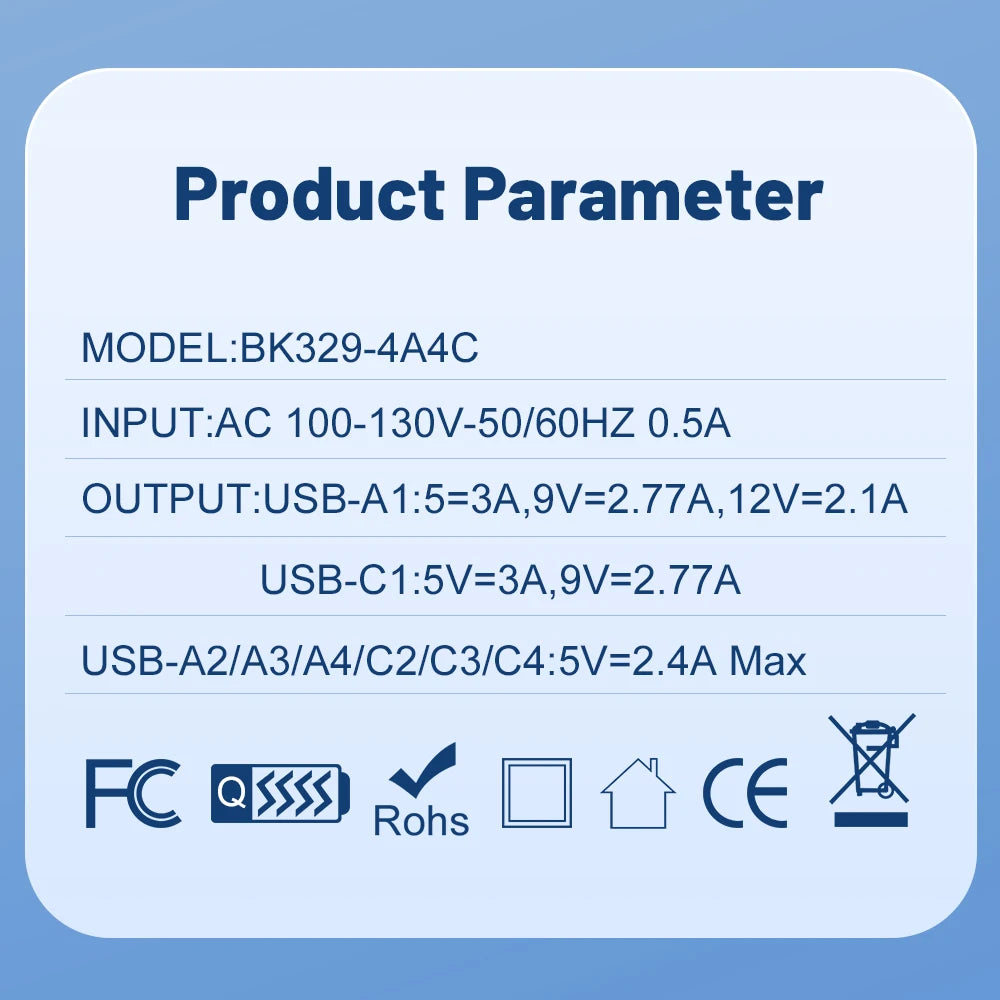 8-Port USB Wall Charger with 150W Fast Charging