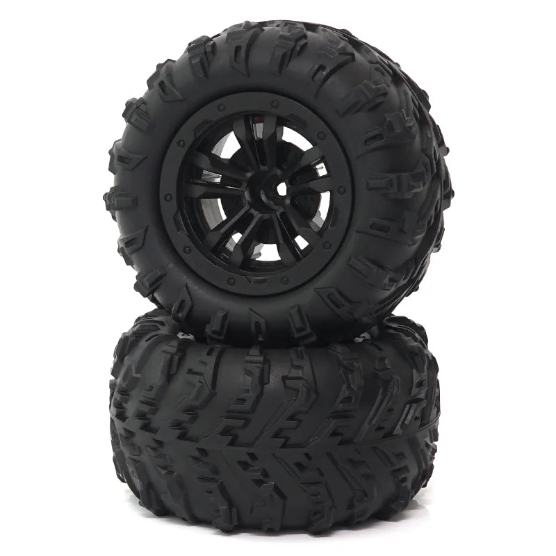 A black high-speed 1/16 4WD RC car receiver parts kit featuring a tire and wheel assembly.