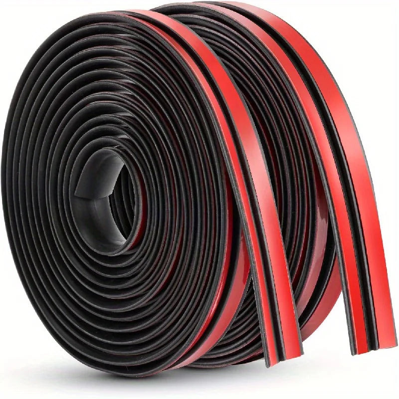 Roll of black and red T-shaped rubber car windshield seal strip for roof edge gap protection