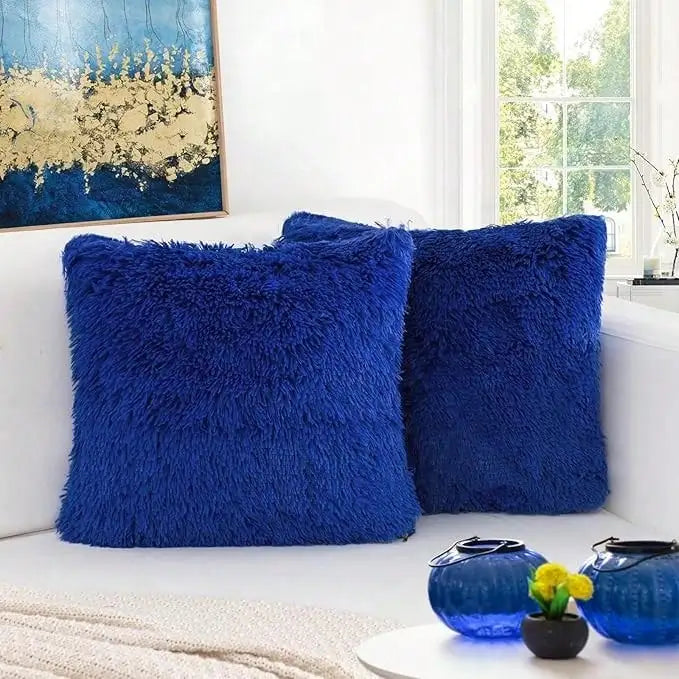 Luxury Faux Fur Throw Pillow Covers (Set of 2)