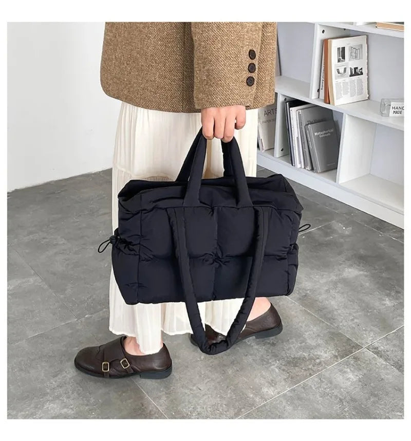 Quilted Puffer Tote Bag with Adjustable Strap
