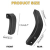 Front and rear views of black Chevrolet Silverado 1500 mud flap delete covers showing dimensions.