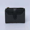 A black premium PU leather bi-fold wallet with a flap closure and gold hardware.